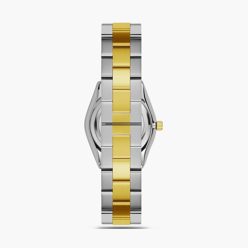 OMAX ساعة أنالوج معدنية بحزام مزدوج اللون للنساء - Image 3